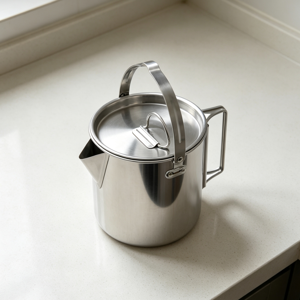 Portable 1.2L Camping Tea Kettle Silver